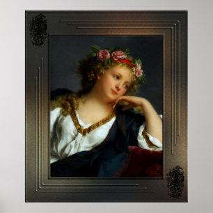 Poster Portrait of a Lady Wearing A Floral Wreath