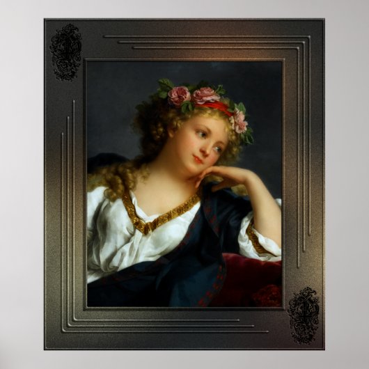 Poster Portrait of a Lady Wearing A Floral Wreath (Devant)