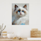 Poster Portrait of an elegant Ragdoll Cat with blue eyes (Cuisine)