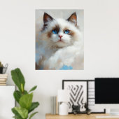 Poster Portrait of an elegant Ragdoll Cat with blue eyes (Bureau à domicile)