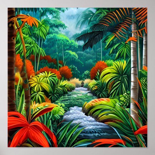 Poster Portrait paysager d'une jungle (Devant)