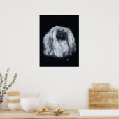 Poster Portrait Pekingese en noir et blanc (Cuisine)