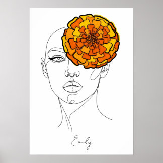 Poster Portrait personnalisé de la fleur de naissance d'o