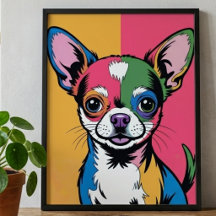 Portrait Pop Art de Chien Chihuahua Coloré