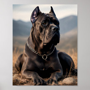 Poster Portrait Réaliste de Cane Corso, Chien Gardien For