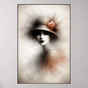 Poster Portrait Rétro Brumeux d'Élégance