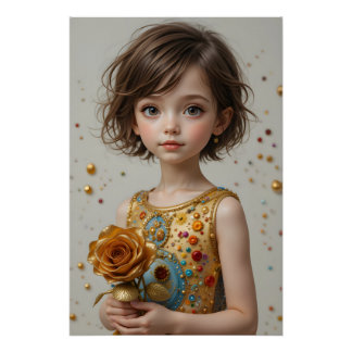 Poster Portrait Rose d'or
