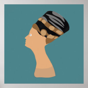 Poster portrait silhouette reine égyptienne Nefertiti