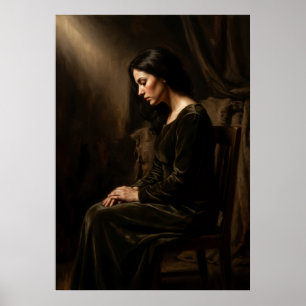 Poster Portrait sombre et d'humeur femme Maître ancien ro