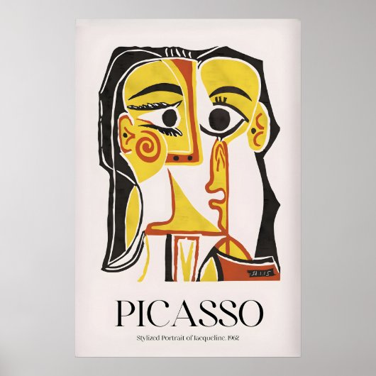 Poster Portrait stylisé de Picasso Jacqueline962 Abstrait (Devant)