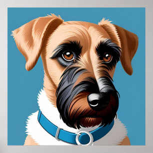 Poster Portrait stylisé d'un chien terrier