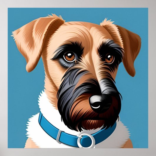 Poster Portrait stylisé d'un chien terrier (Devant)