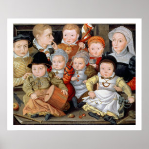 Poster Portrait T33337 d'une mère avec son childre huit
