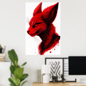 Poster Portrait tête de chat rouge | Art AI (Bureau à domicile)