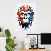 Poster Portrait vibrant de gorille en couches (Bureau à domicile)