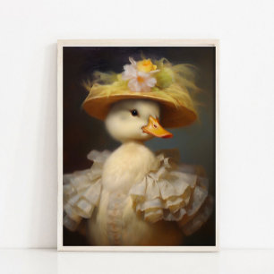 Poster Portrait vintage de caneton, Portrait d'animal vic