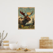 Poster Portrait vintage de l'orignal (Cuisine)