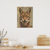 Poster Portrait vintage d'un coyote (Cuisine)
