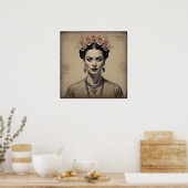 Poster Portrait vintage Frida Kahlo (Cuisine)
