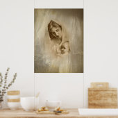 Poster Portrait vintage, Mère aimante tenant bébé enfant (Cuisine)