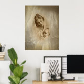 Poster Portrait vintage, Mère aimante tenant bébé enfant (Bureau à domicile)