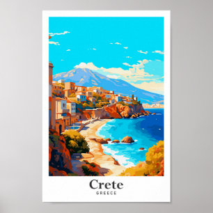 Poster Portrait Vintage voyage de la Crète Grèce