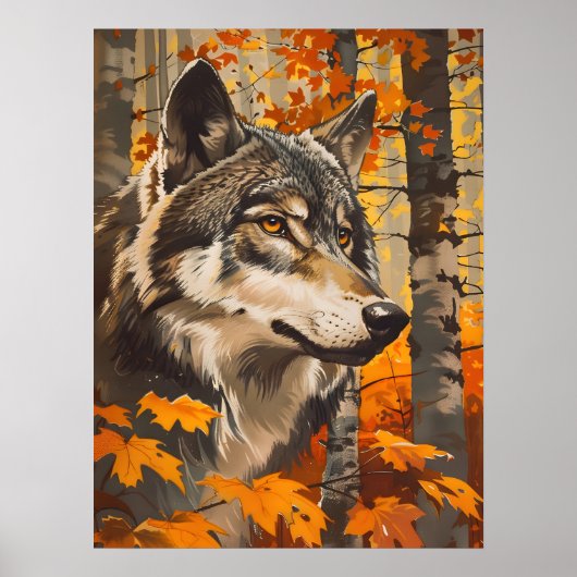 Poster Portrait Wolf vintage (Devant)