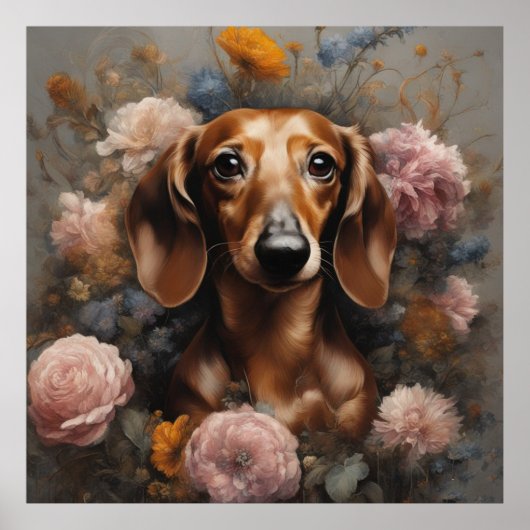 Poster Portraits de races de chiens de fleurs 1 (Devant)