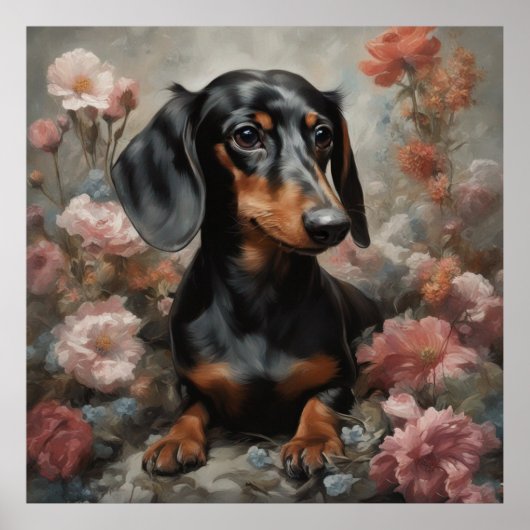 Poster Portraits de races de chiens de fleurs 10 (Devant)