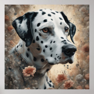 Poster Portraits de races de chiens de fleurs 3