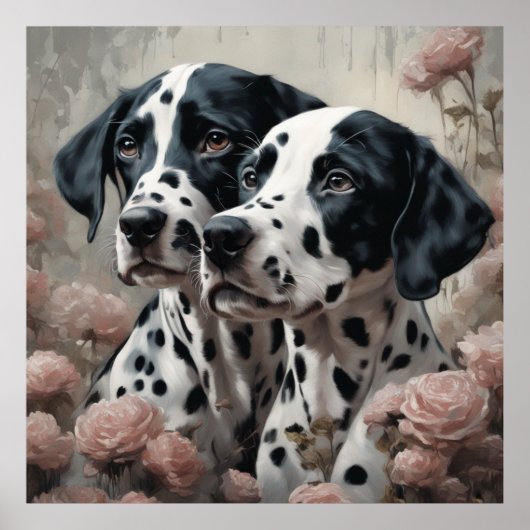 Poster Portraits de races de chiens de fleurs 4 (Devant)