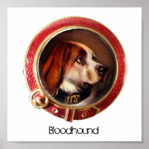 Poster PORTRAITS MINIATURES DE CHIEN VICTORIENS Bloodhoun