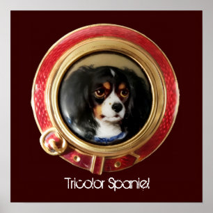 Poster PORTRAITS MINIATURES DE CHIEN VICTORIENS Épagneul