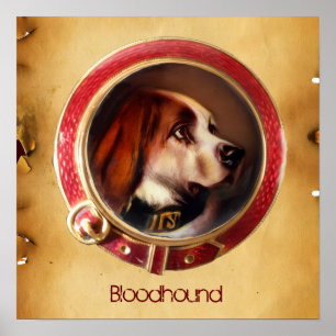 Poster PORTRAITS MINIATURES DE CHIEN VICTORIENS Limier
