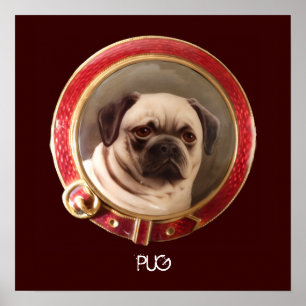 Poster PORTRAITS MINIATURES DE CHIENS VICTORIENS Carlin