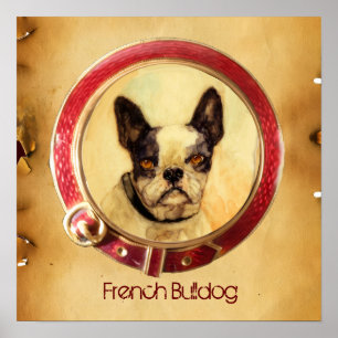 Poster PORTRAITS MINIATURES VICTORIENS Bouledogue Françai