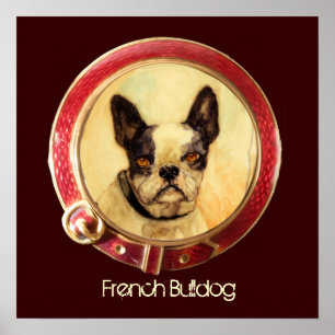 Poster PORTRAITS MINIATURES VICTORIENS Bouledogue Françai