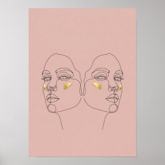 Poster Portraits minimalistes Pastel Twin (Devant)