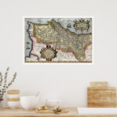 Poster Portugal par Carte Ortelius 1579 (Cuisine)