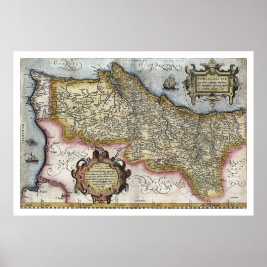 Poster Portugal par Carte Ortelius 1579 (Devant)