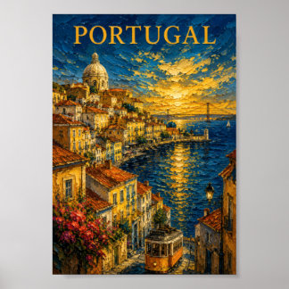 Poster Portugal : Souvenir d'art de Lisbonne au coucher d
