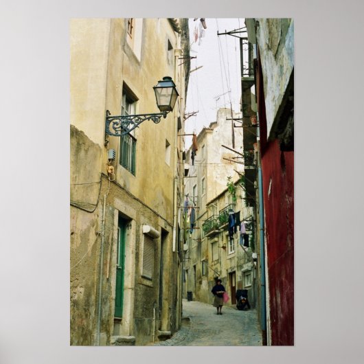 Poster Portugal : Vieille rue de Lisbonne (Devant)