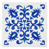 Poster Portuguese Blue Tile central round medallion (Devant)
