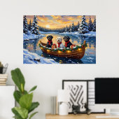 Poster Portuguese Water Dog Christmas Boat Holiday (Bureau à domicile)
