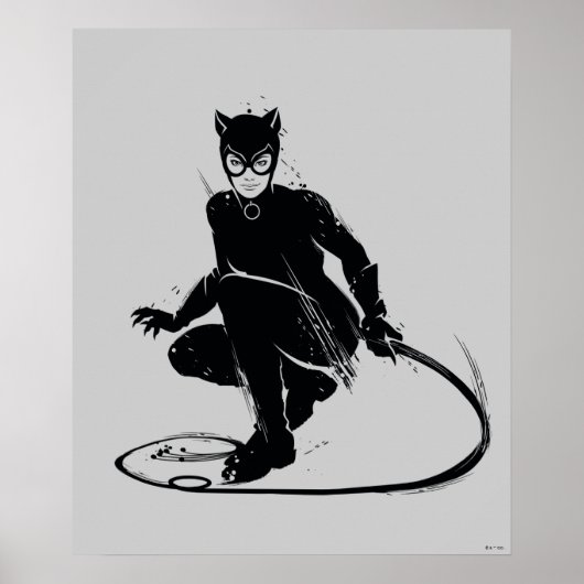Poster Pose à pinceau en encre Catwoman (Devant)