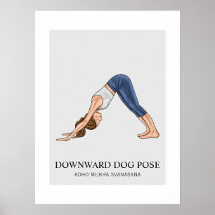 Poster Pose de chien face vers le bas Yoga Fitness Femme