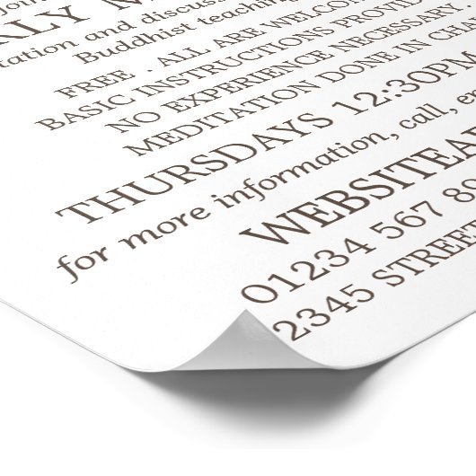 Poster Pose de méditation, Groupe bouddhiste Publicité (Coin)