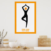 Poster Pose de yoga noir, orange personnalisé (Cuisine)