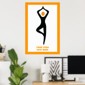 Poster Pose de yoga noir, orange personnalisé (Bureau à domicile)