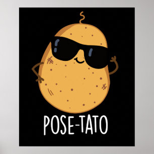 Poster Pose tato drôle Pun de pommes de terre Dark BG